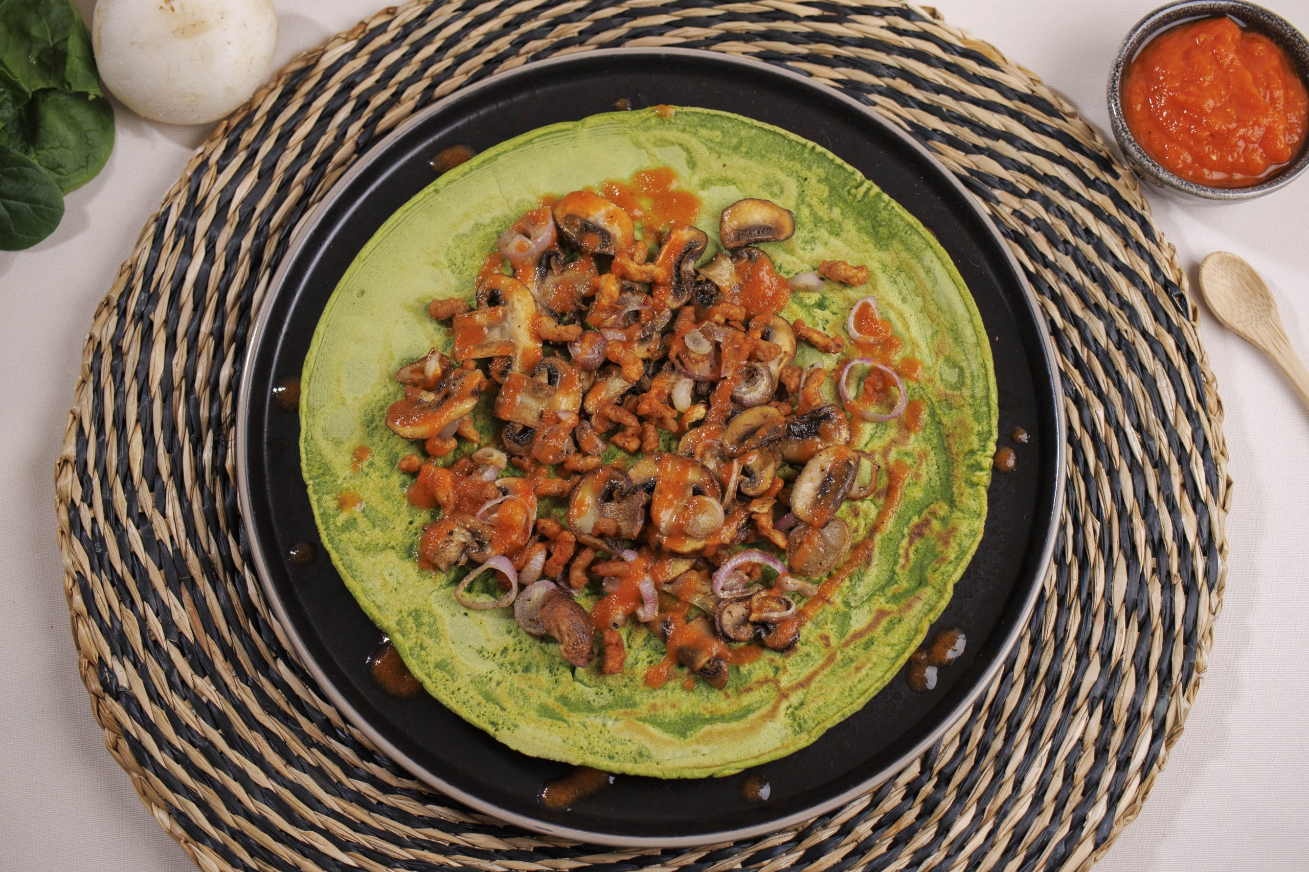 Spinaziepannenkoek met hartige vulling